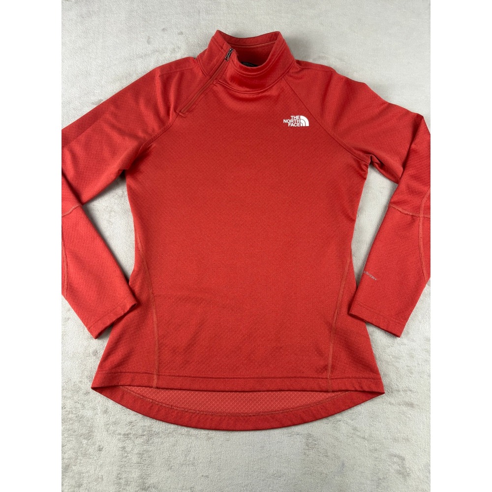 The North Face Womens FlashDry Asymmetrical 1/4 Zip Pullover Red Small S/P